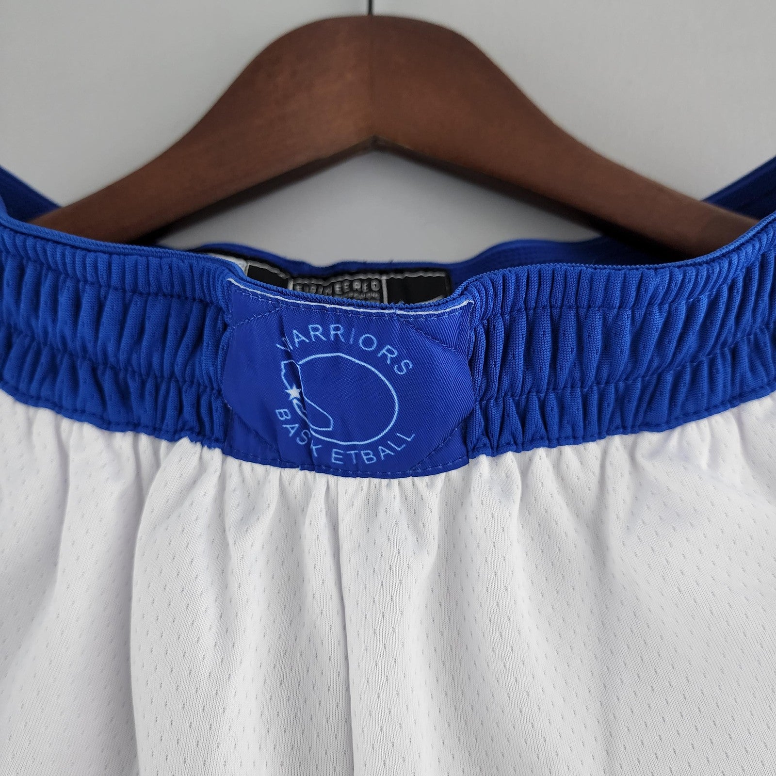 Golden State Warriors Nba Shorts White Blue Trim