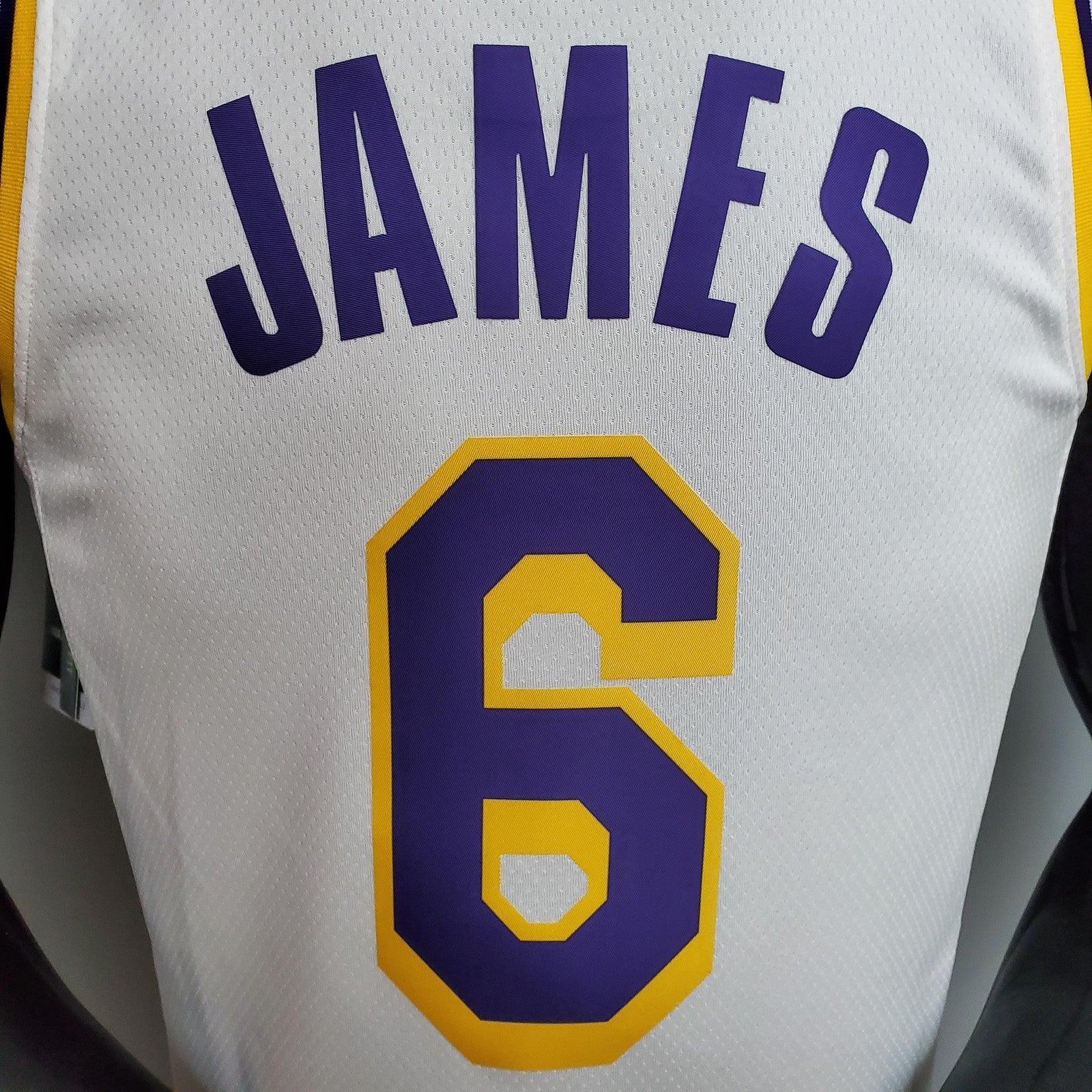 James #6 Lakers Round Neck White Nba Jersey Nike Connect Recognition