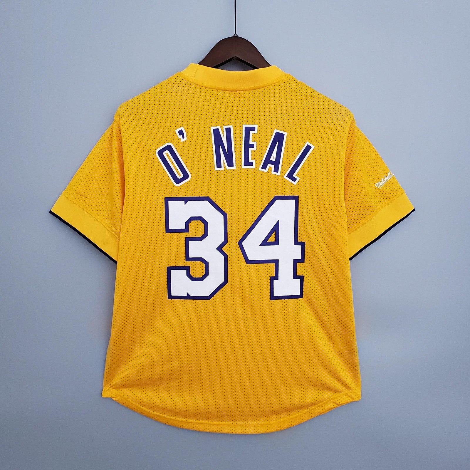 Mitchellness Lakers Yellow No 34 Oneial Retro Mesh Short Sleeve