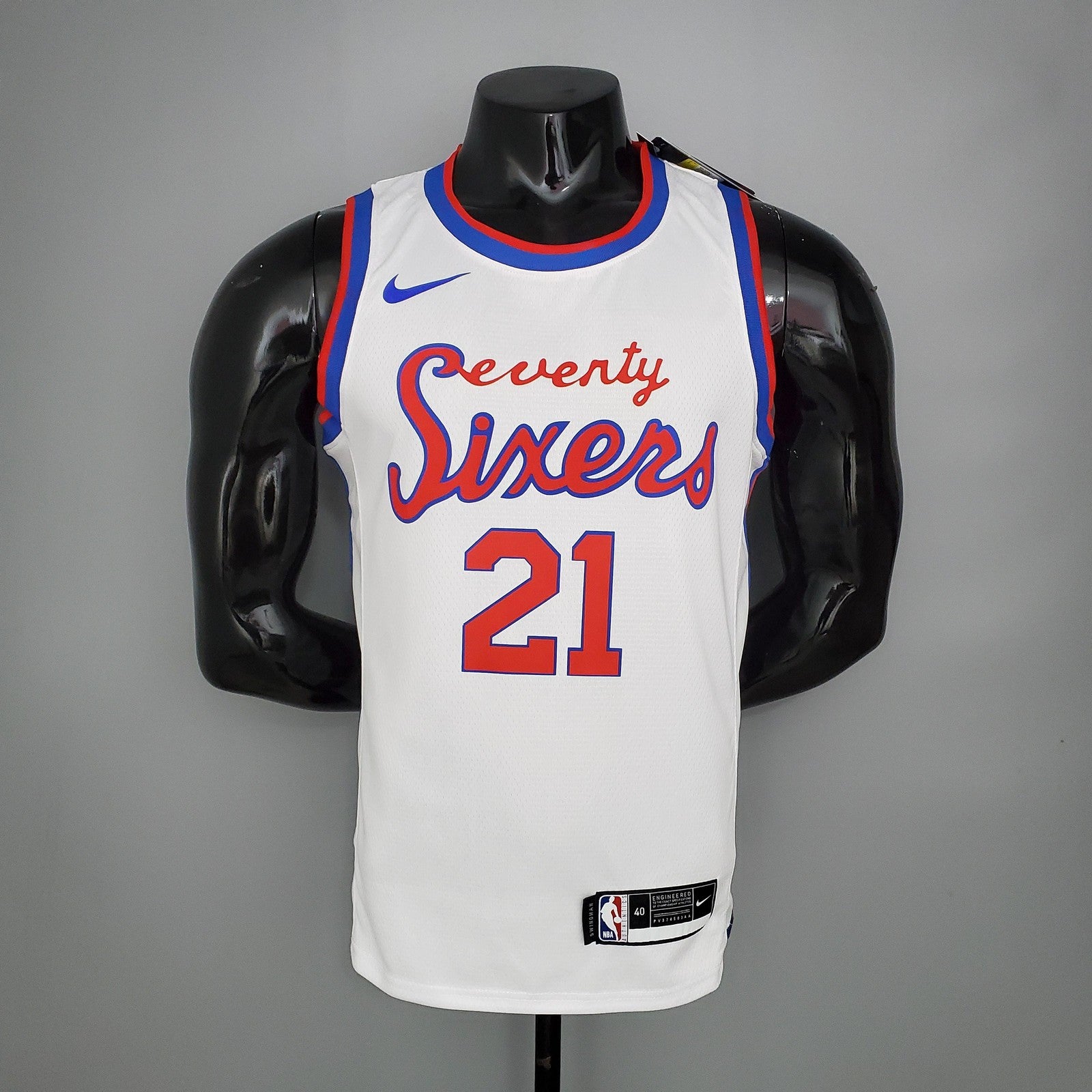 2021 Season 76ers Cursive Retro Limited Embiid#21 White Nba Jersey