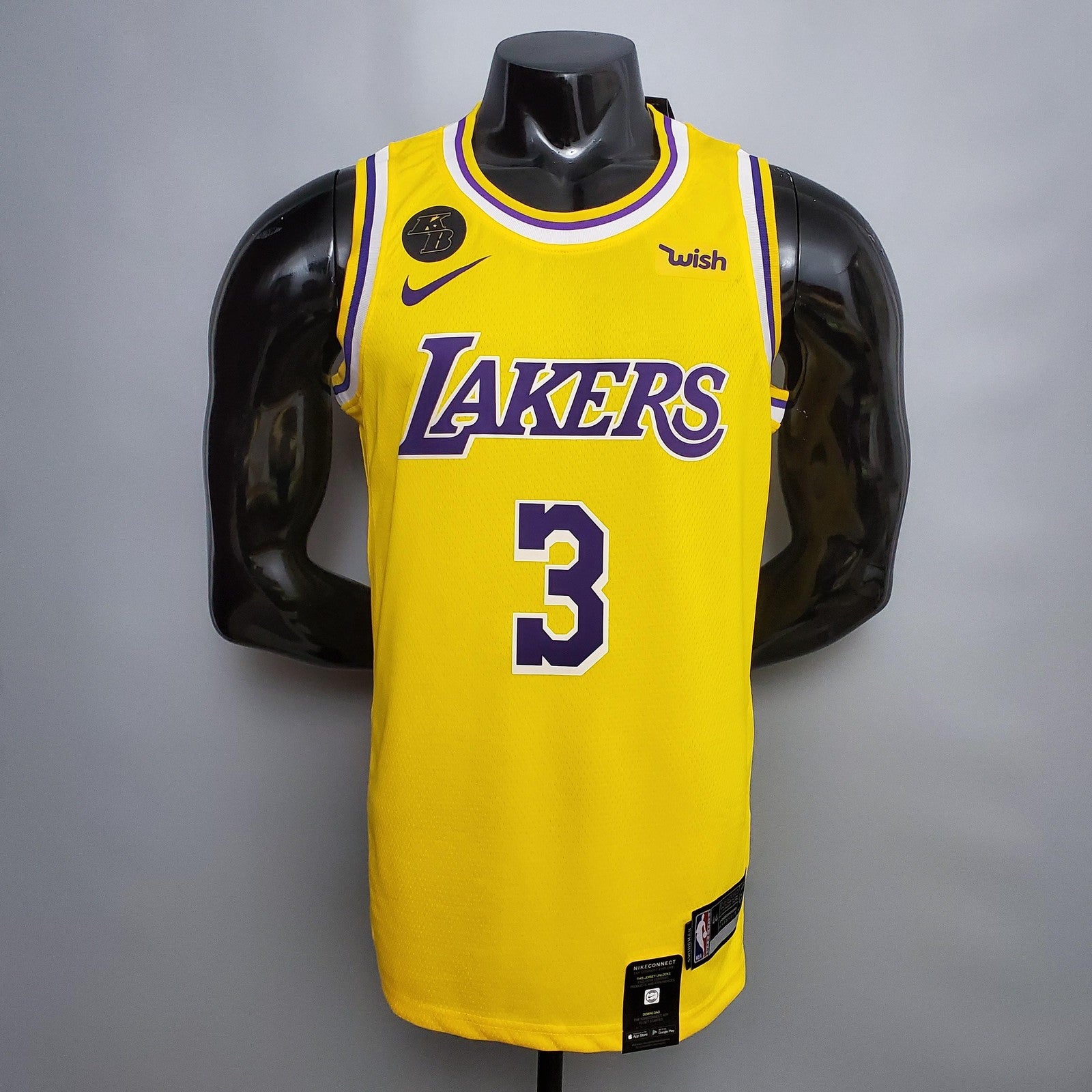 Davis #3 Lakers Commemorative Edition Round Neck Yellow Nba Jersey Nike Connect Recogn