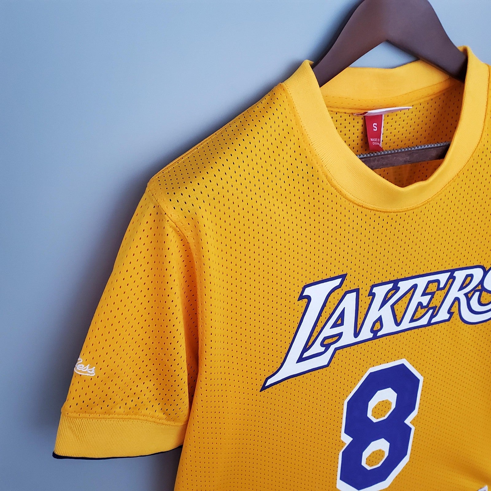 Mitchellness Lakers Yellow No 8 Bryant Retro Mesh Short Sleeve
