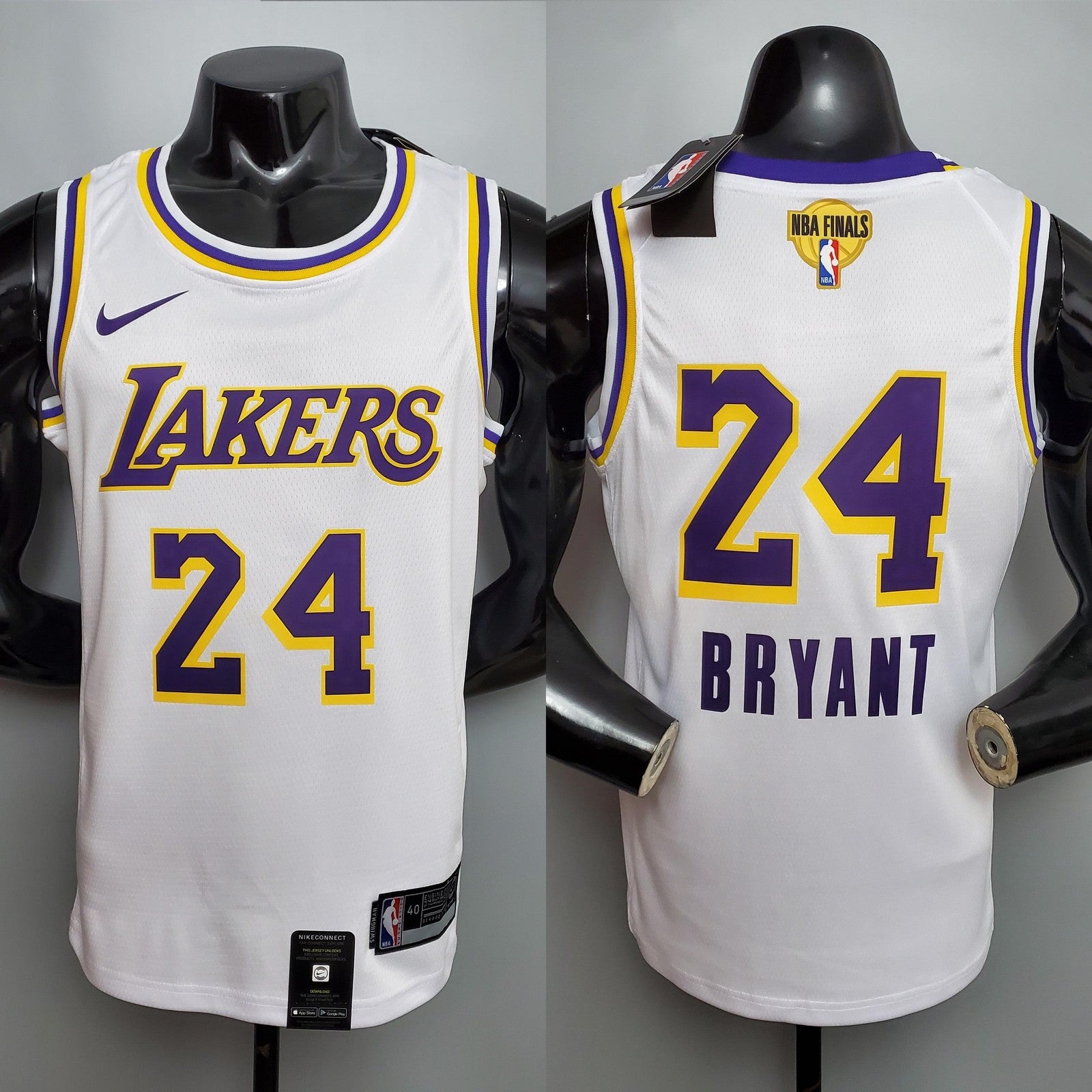 New Bryant #24 Los Angeles Lakers White Nba Jersey Nike Connect Recognition