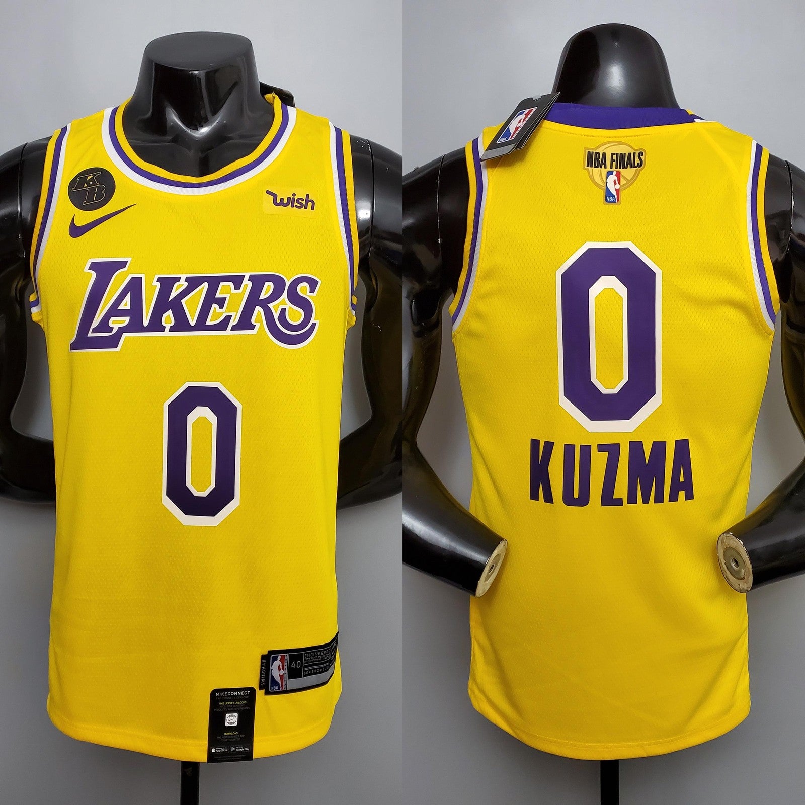 New Kuzma #0 Lakers Commemorative Edition Round Neck Yellow Nba Jersey