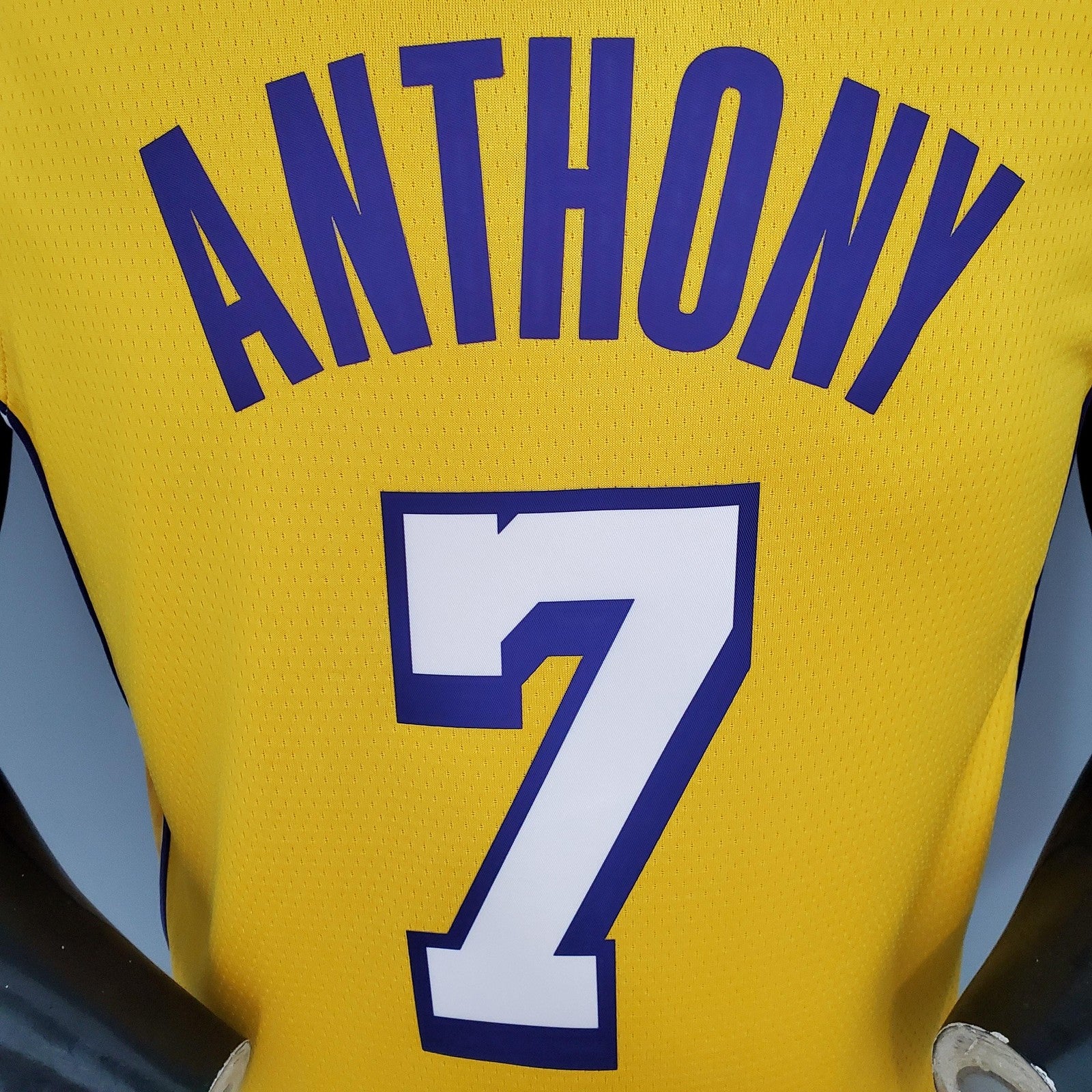 Anthony#7 Los Angeles Lakers V Neck City Edition Yellow Nba Jersey