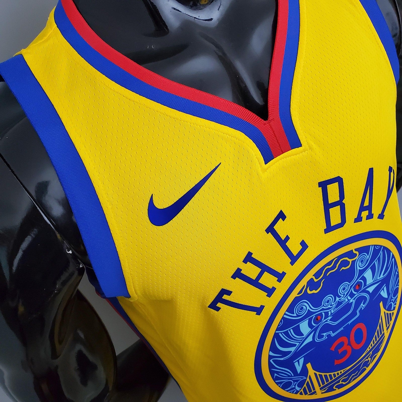 2018 Warriors#30 Chinese Dragon Robe Yellow Nba Jersey