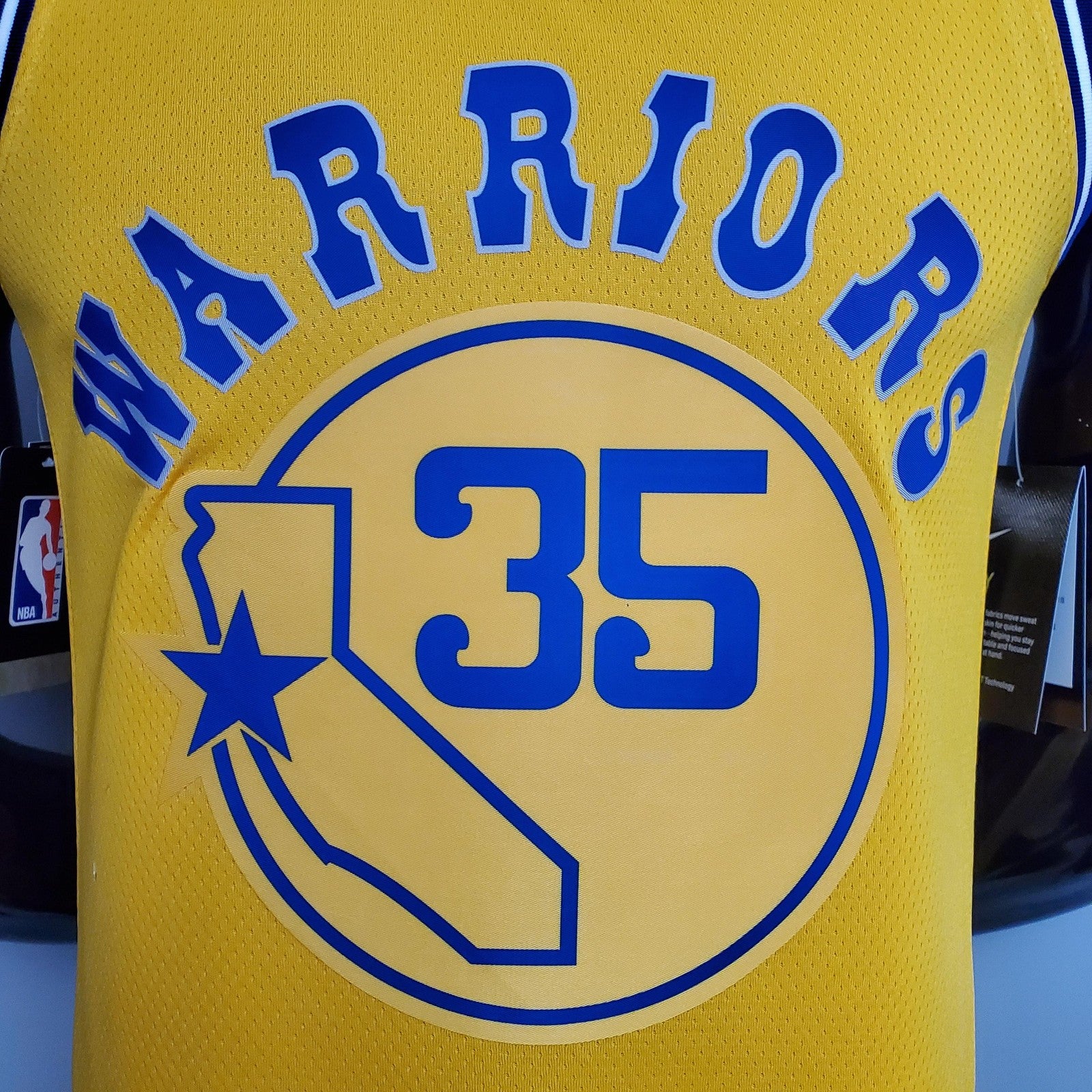 Retro Version Durant#35 Golden State Warriors Yellow Nba Jersey