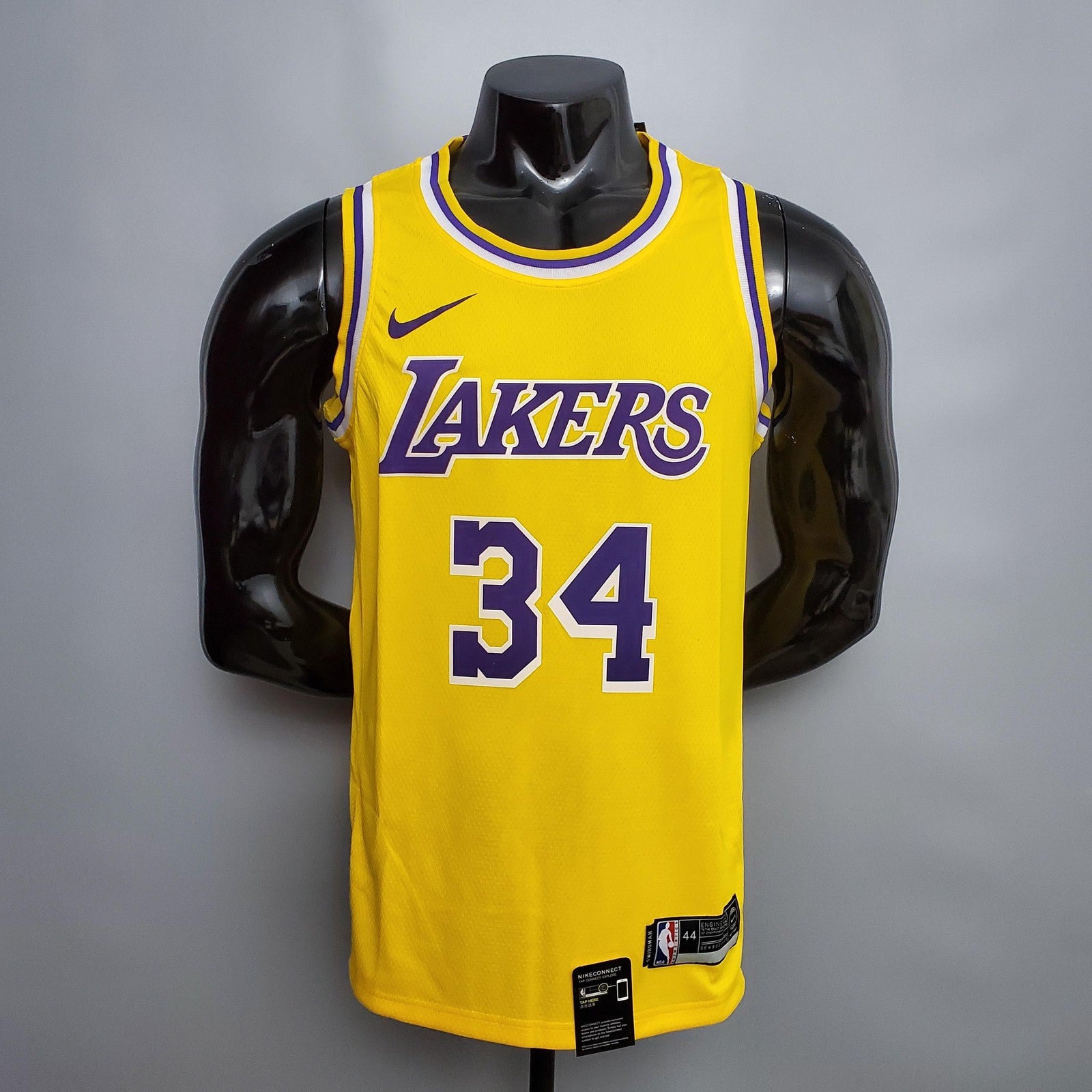 Oneal #34 Lakers Round Neck Yellow Nba Jersey Nike Connect Recognition