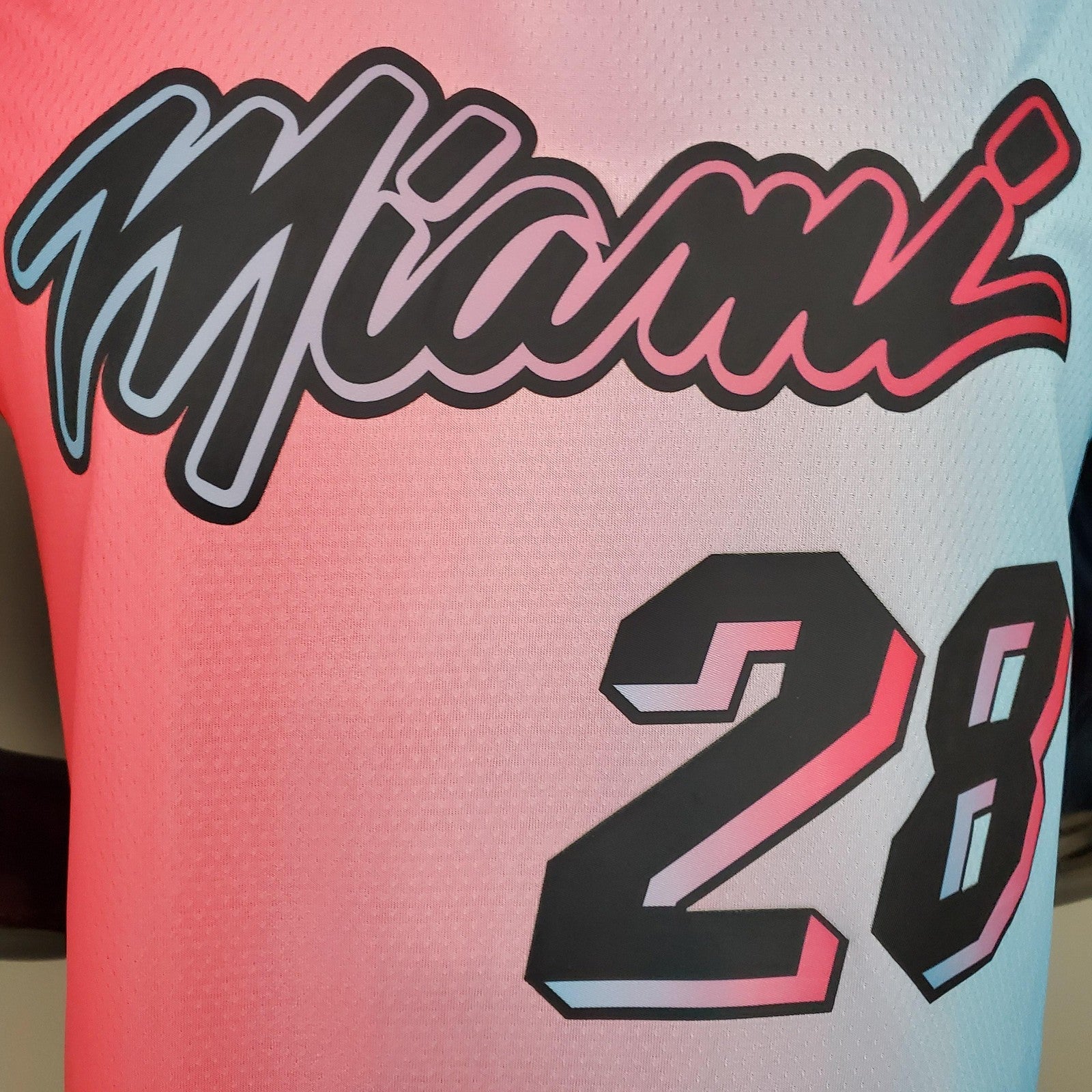 New Miami Heat Iguodala#28 City Edition Pink Blue Gradient Color (support Customization)