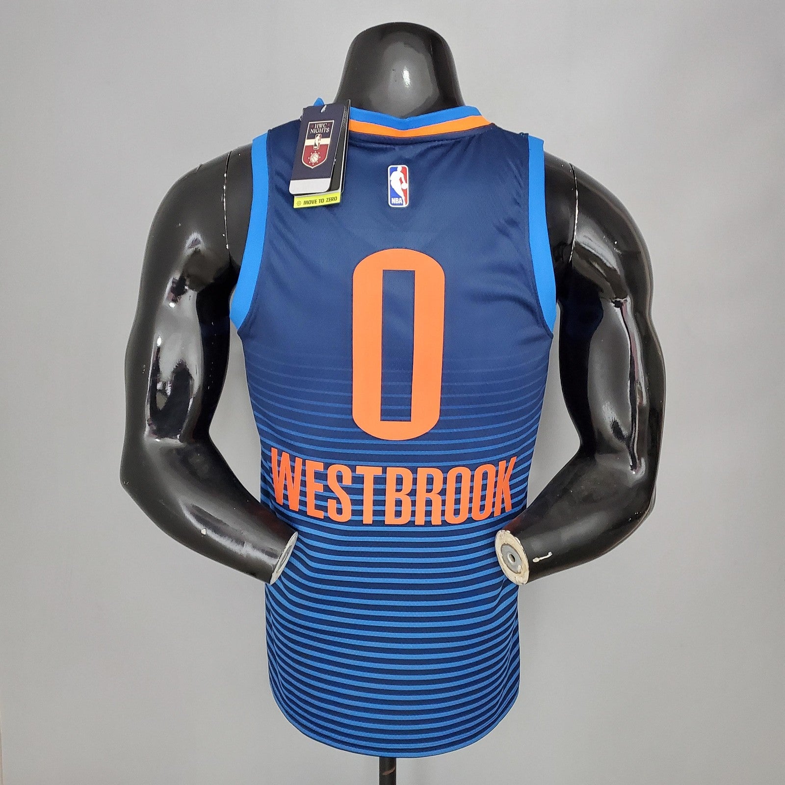 Westbrook#0 Thunder Blue Stripes Nba Jersey