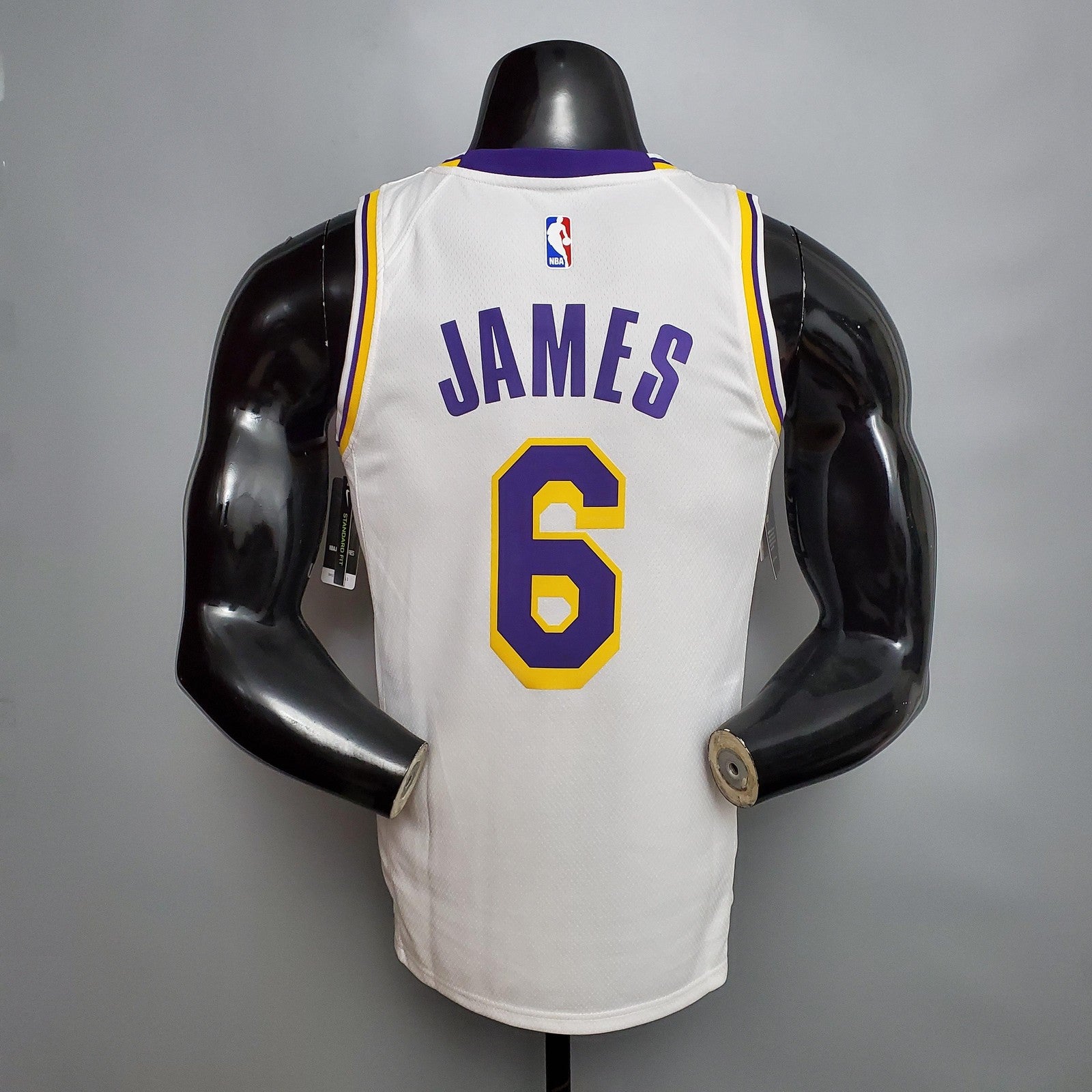 James #6 Lakers Round Neck White Nba Jersey Nike Connect Recognition