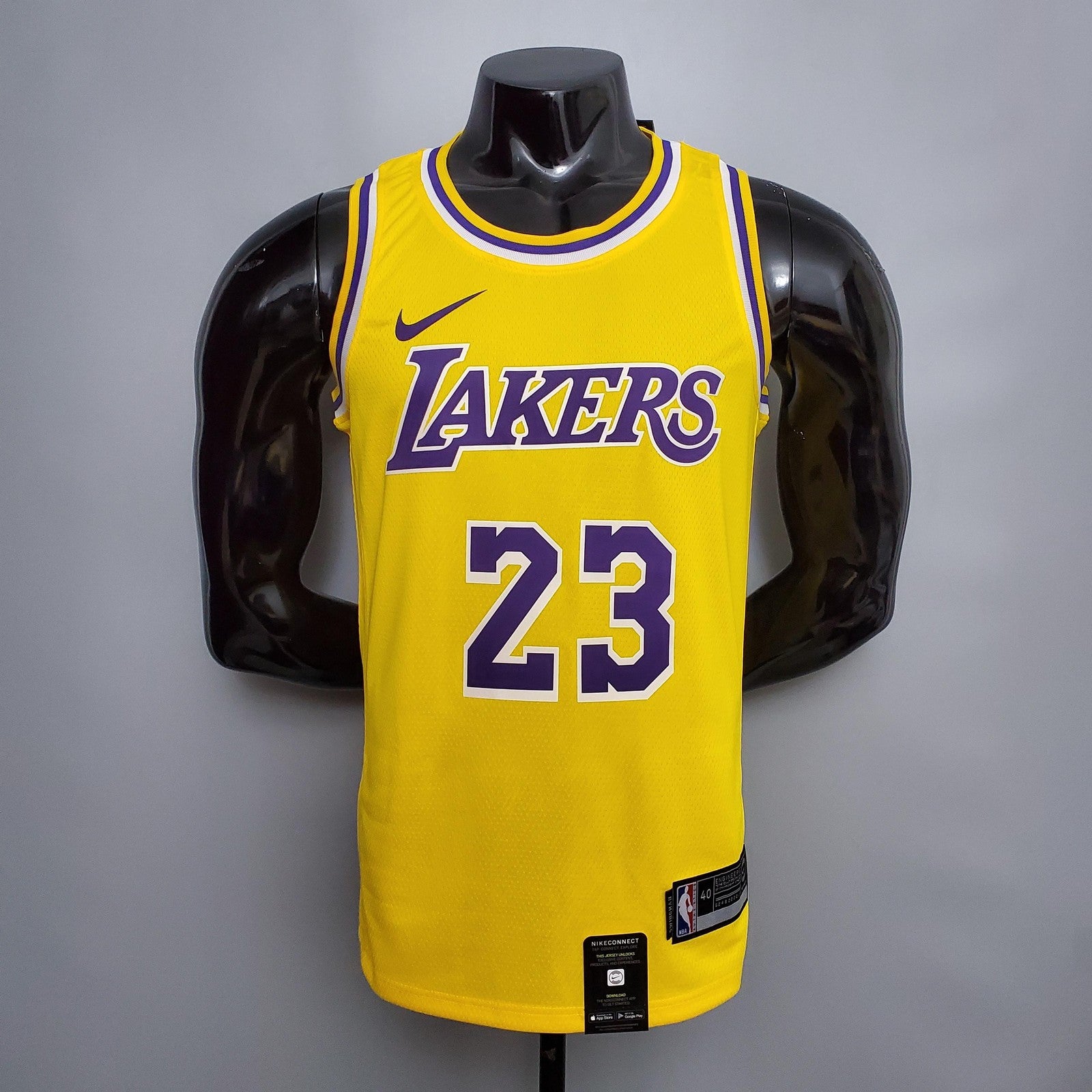 New James #23 Lakers Round Neck Yellow Nba Jersey