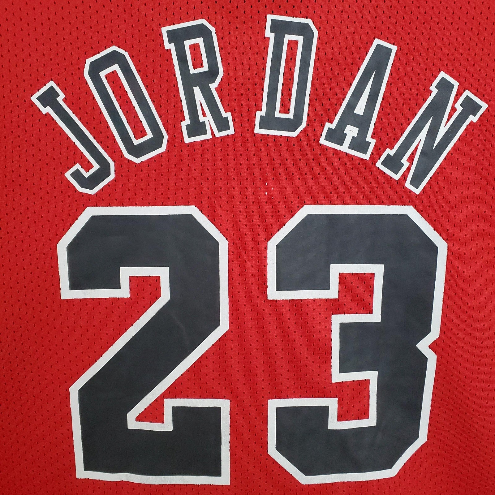 Mitchellness Bulls Red No 23 Jordan Retro Mesh Short Sleeve