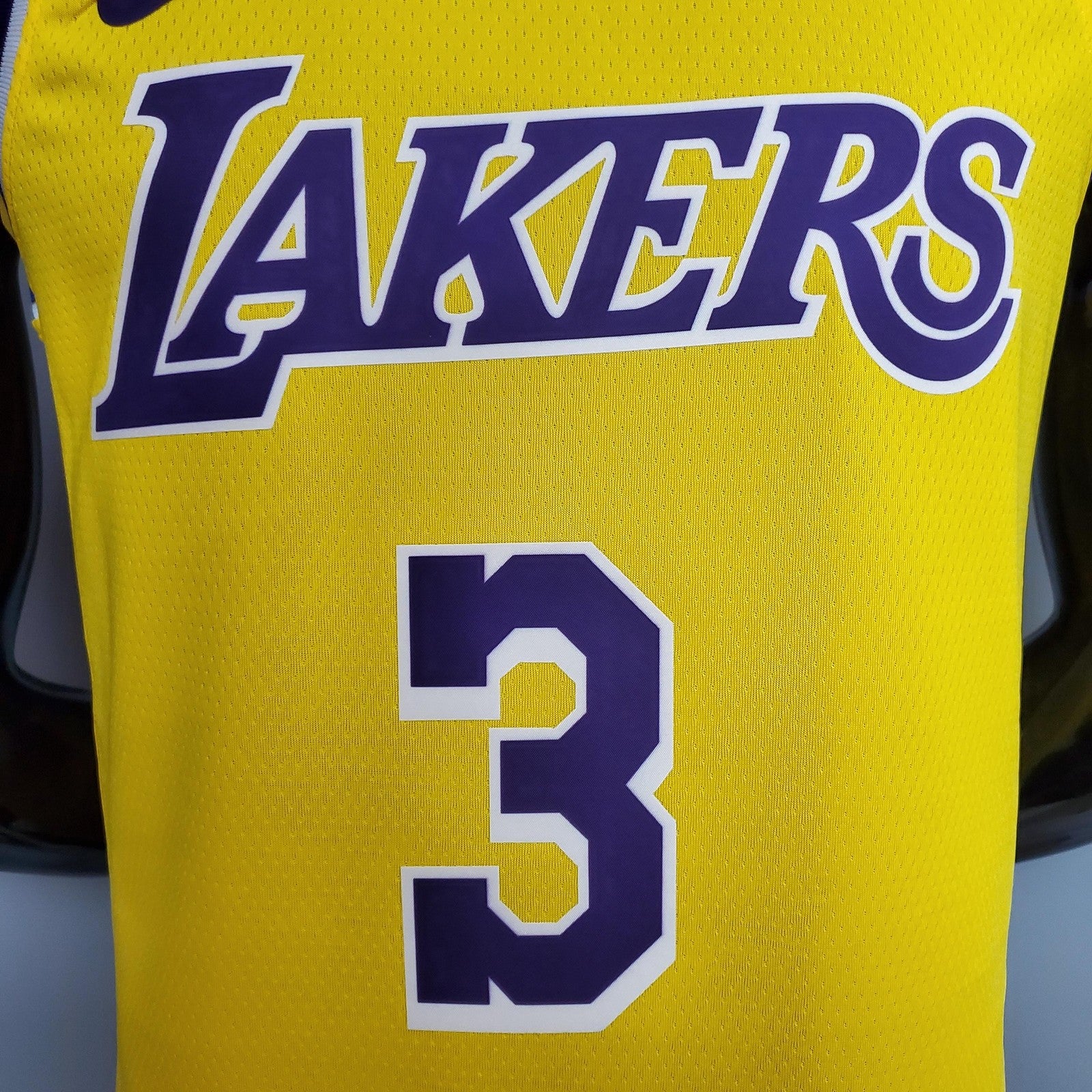 New Davis #3 Lakers Commemorative Edition Round Neck Yellow Nba Jersey