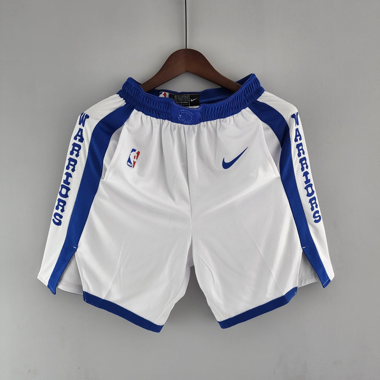 Golden State Warriors Nba Shorts White Blue Trim