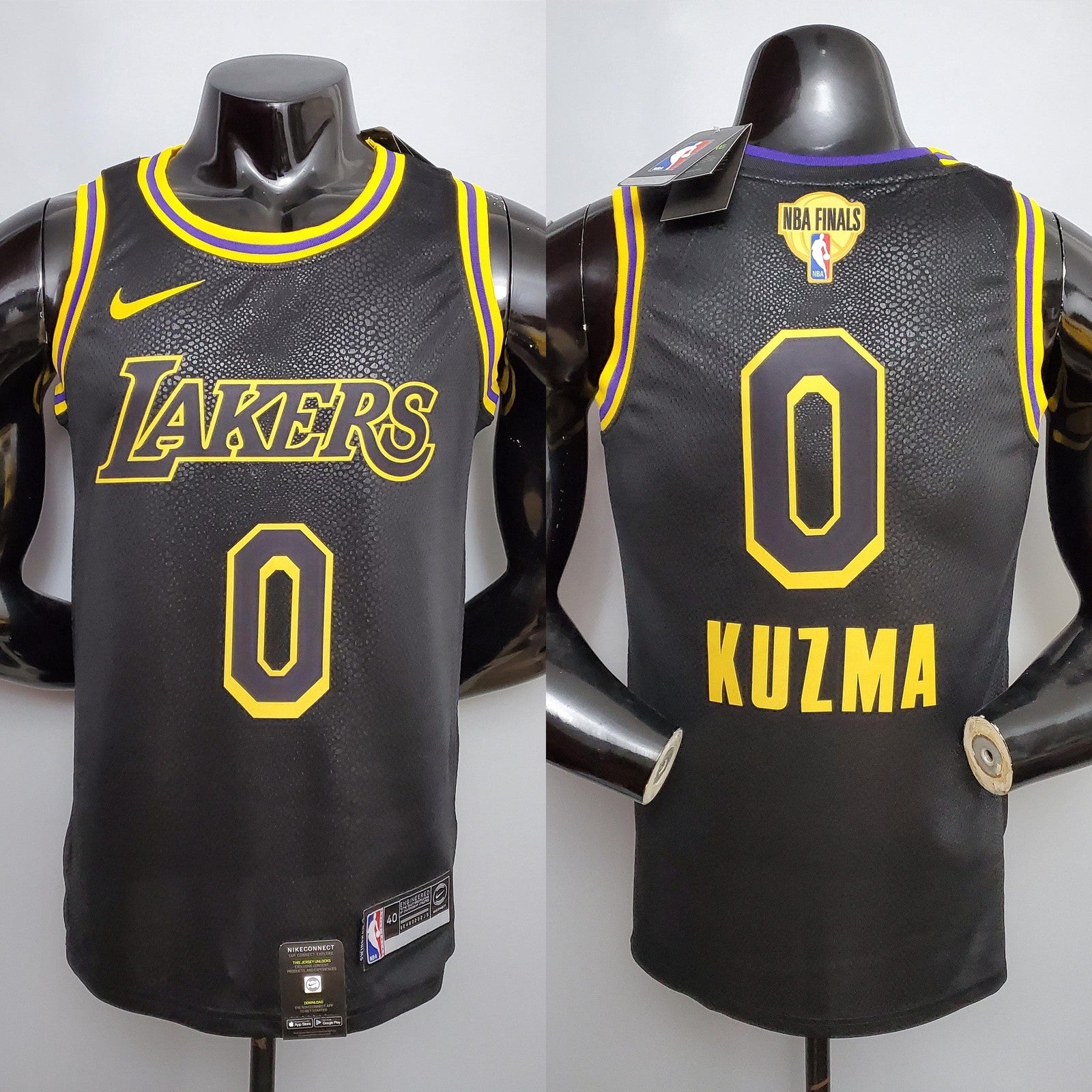 New Kuzma #0 Los Angeles Lakers Black Nba Jersey Nike Connect Recognition