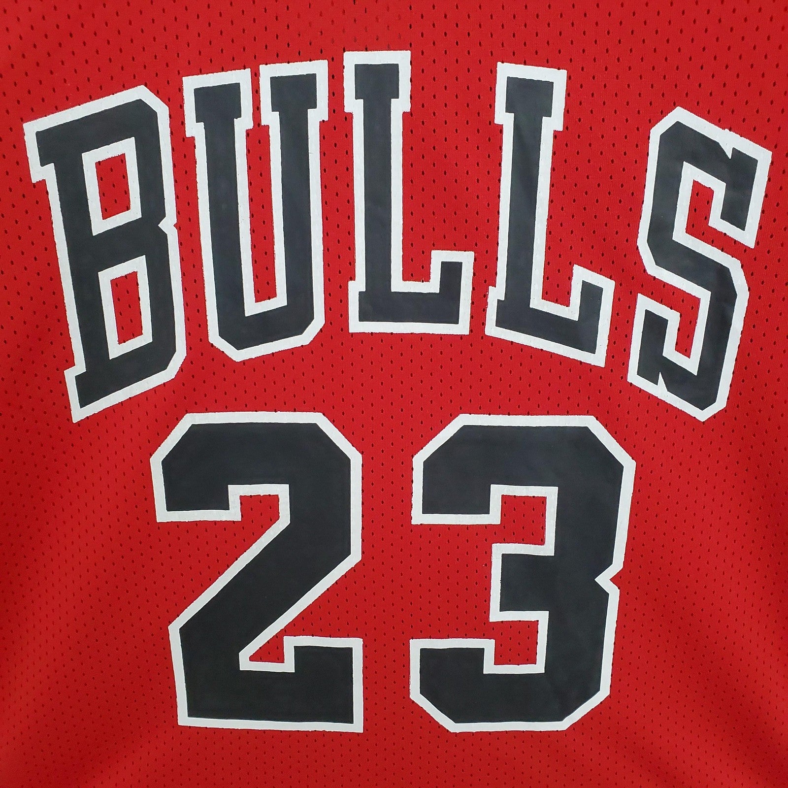 Mitchellness Bulls Red No 23 Jordan Retro Mesh Short Sleeve