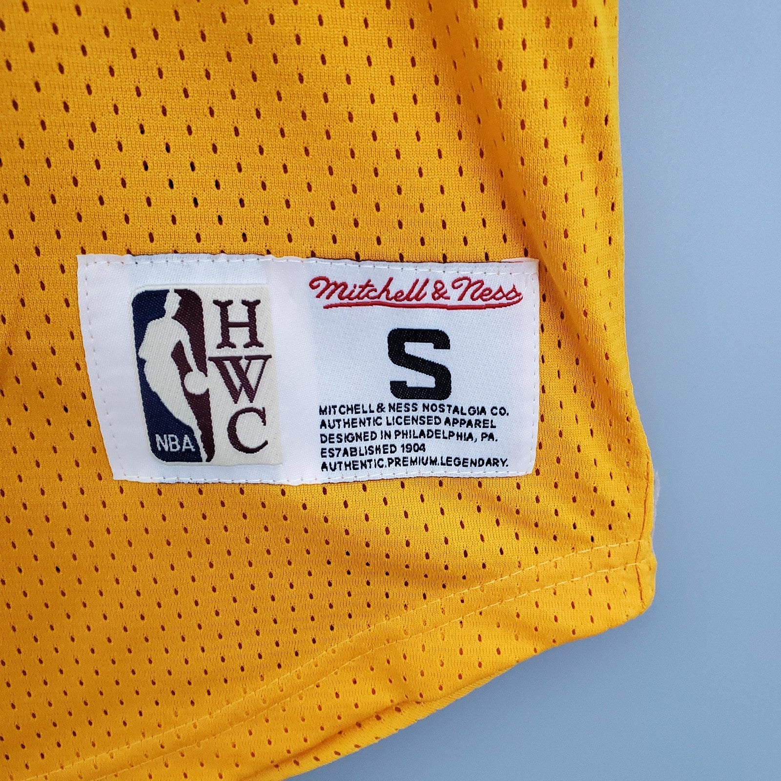 Mitchellness Lakers Yellow No 34 Oneial Retro Mesh Short Sleeve