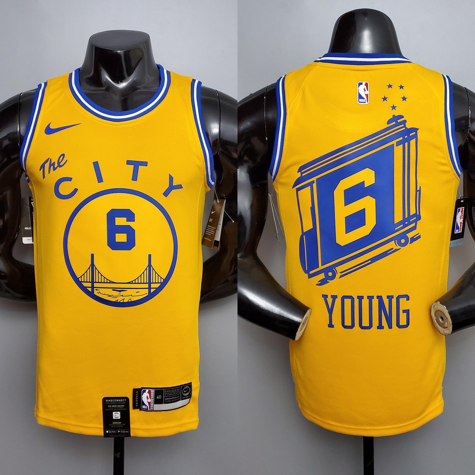 Tram Version Young#6 Golden State Warriors Yellow Nba Jersey