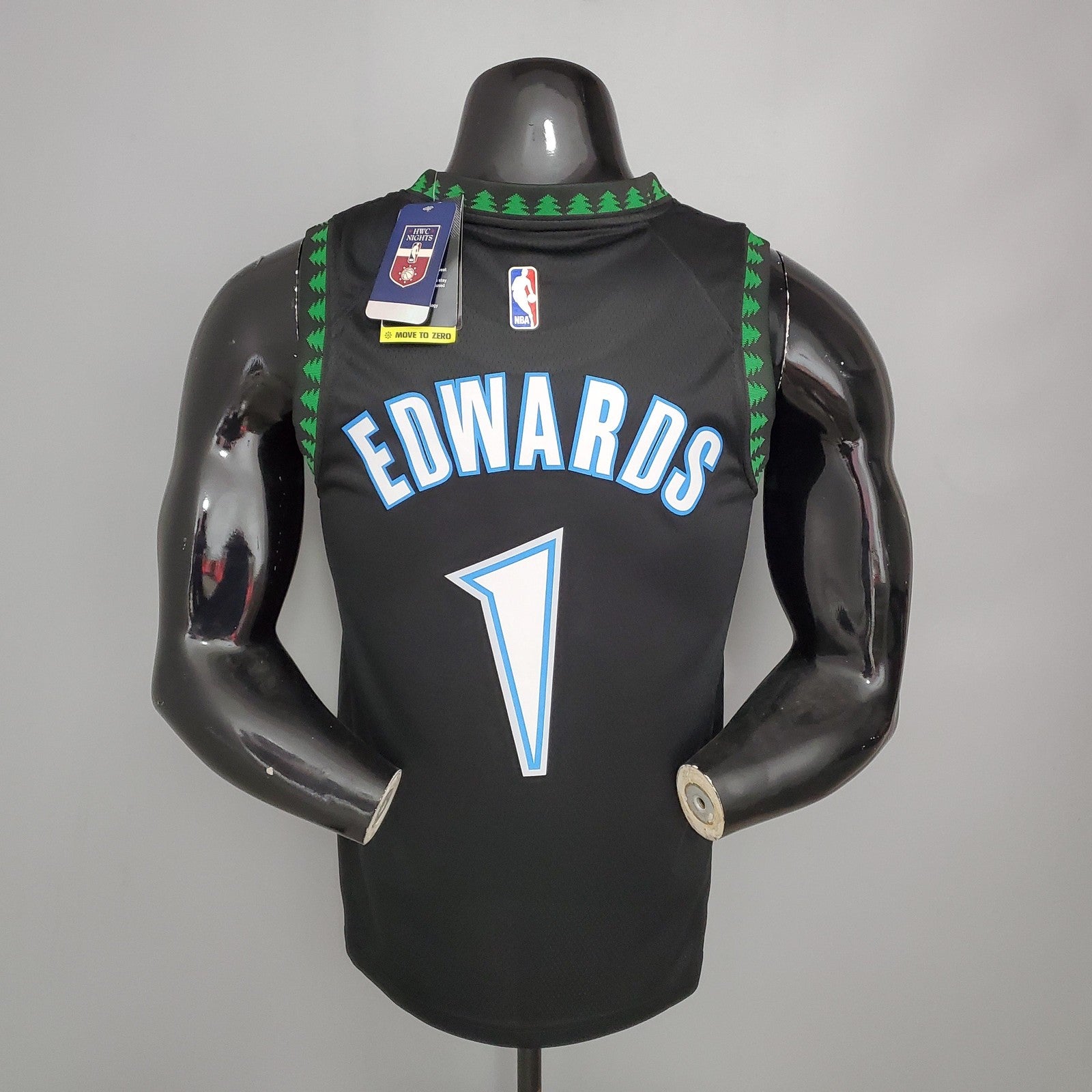 Edwards#1 2018 Retro Timberwolves Black Nba Jersey
