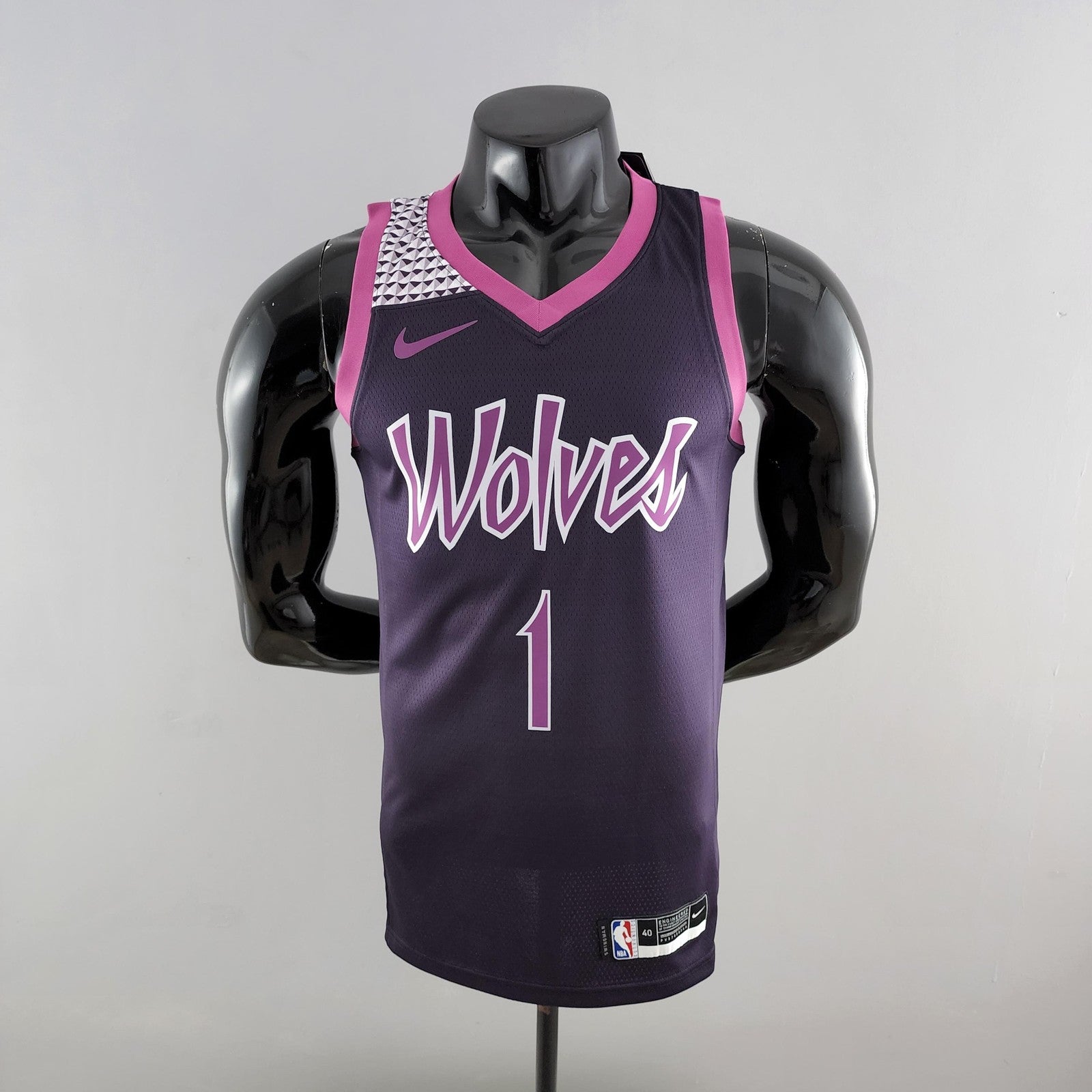 Minnesota Timberwolves Eowaros#1 Black and Purple Nba Jersey