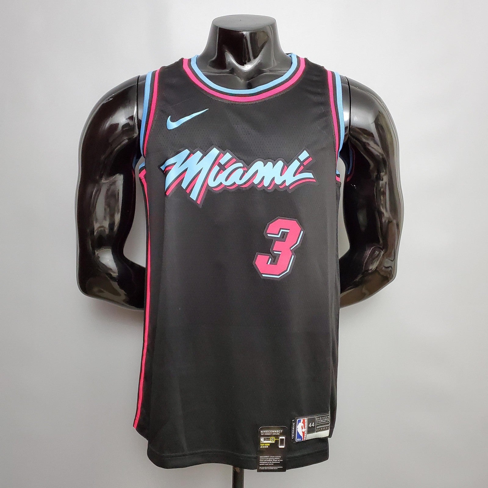 Wade #3 Miami Heat V Neck Black Nba Jersey Nike Connect Recognition