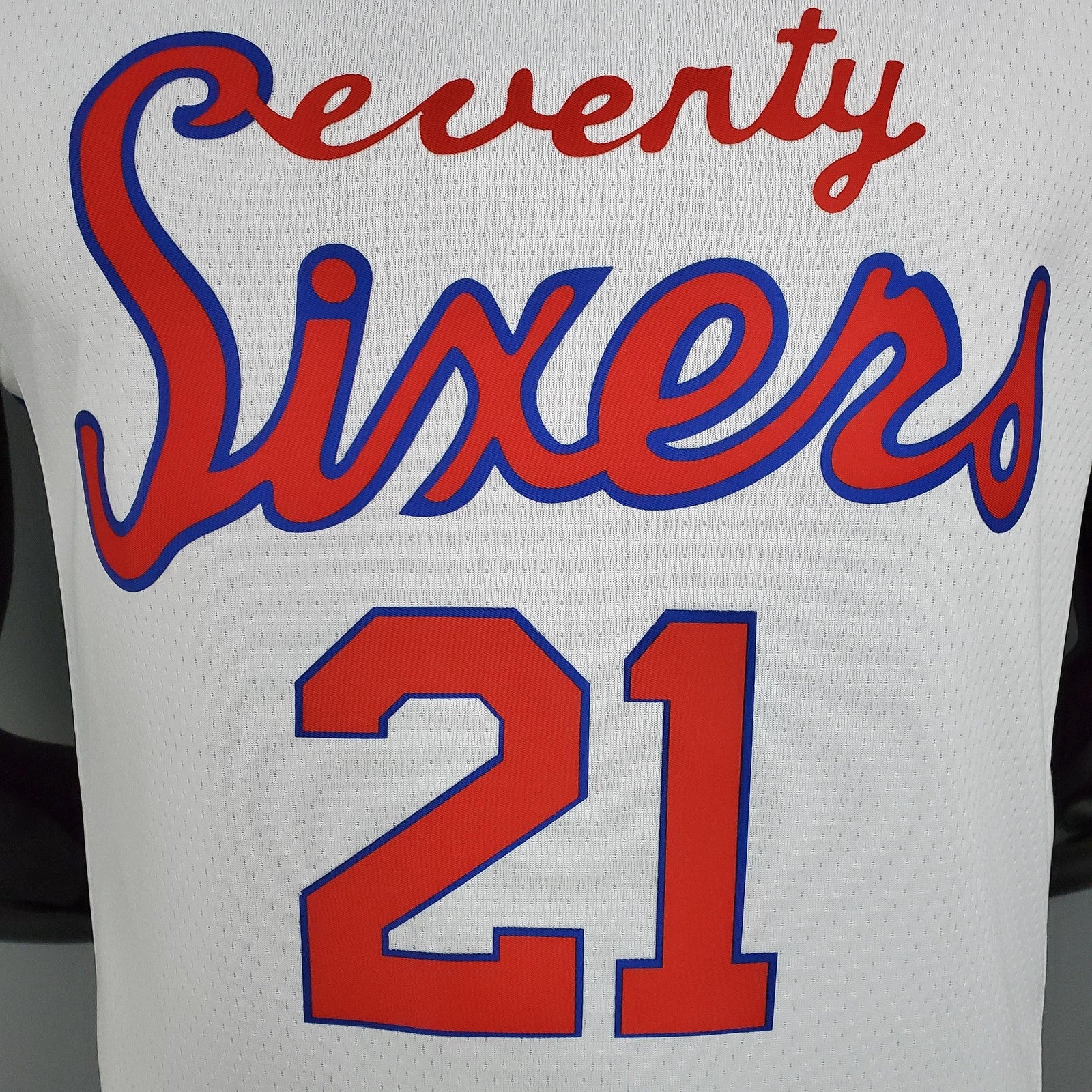 2021 Season 76ers Cursive Retro Limited Embiid#21 White Nba Jersey