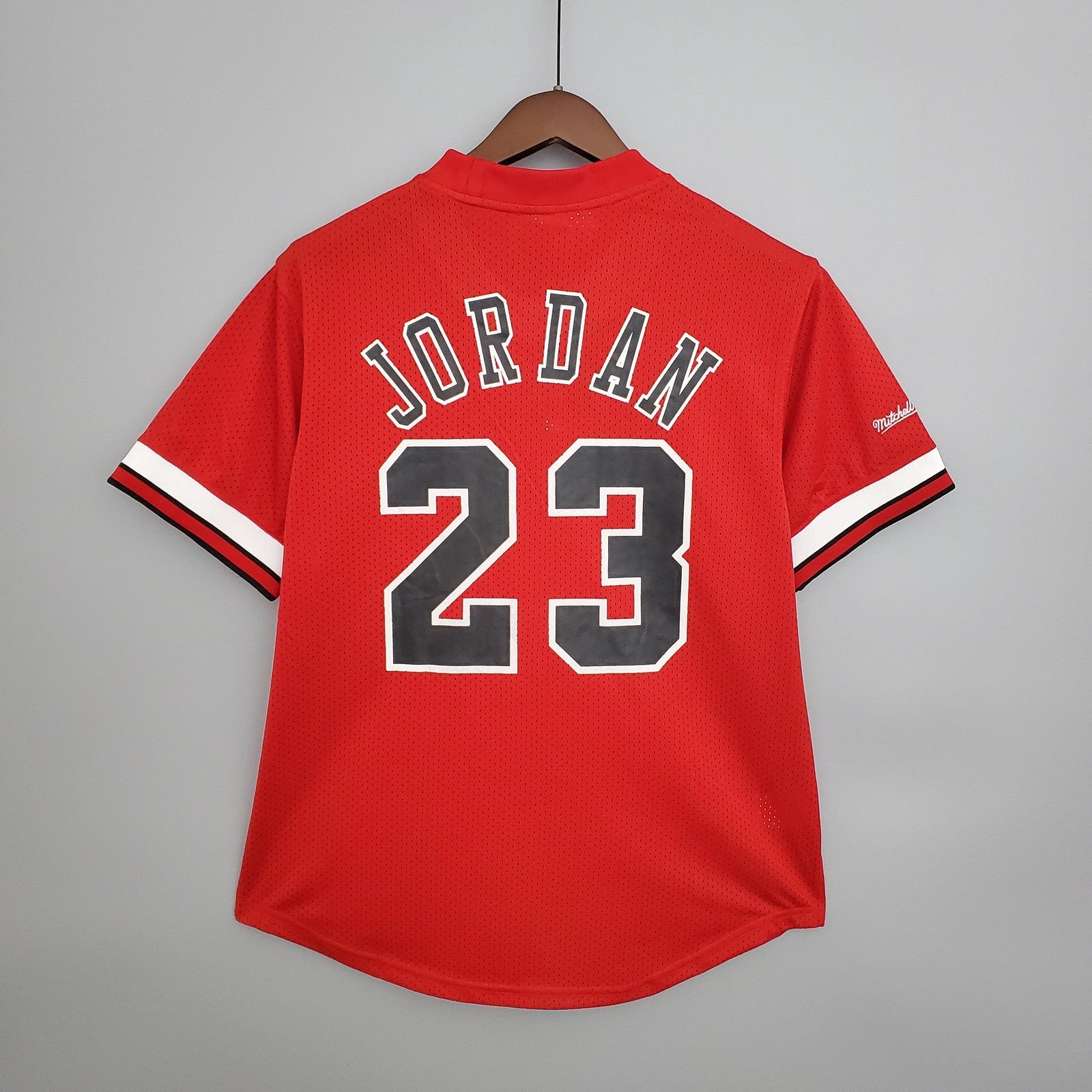 Mitchellness Bulls Red No 23 Jordan Retro Mesh Short Sleeve