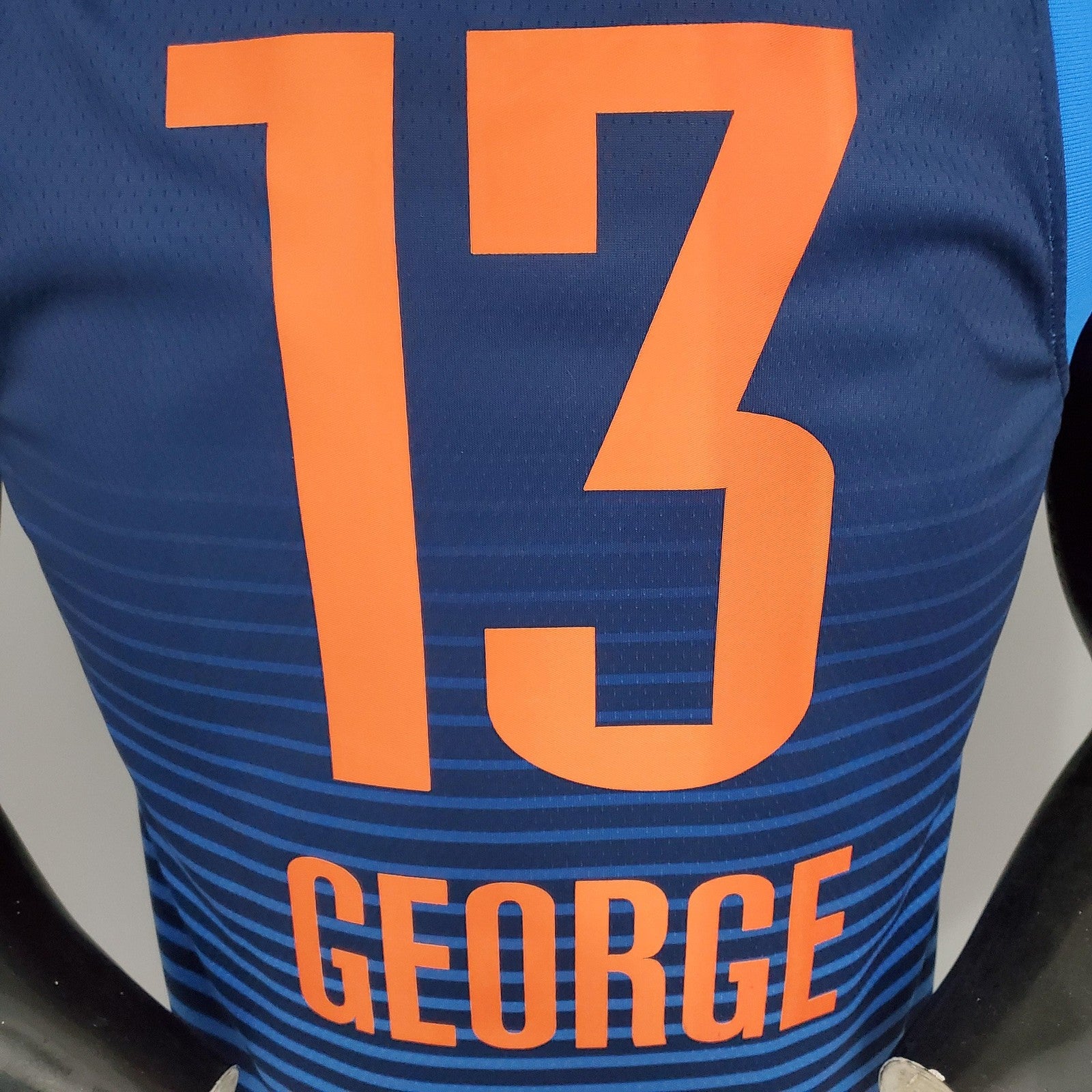 George#13 Thunder Blue Stripes Nba Jersey