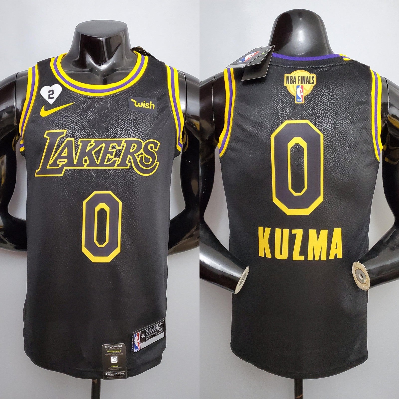 New Kuzma #0 Los Angeles Lakers Black Nba Jersey Nike Connect Recognition