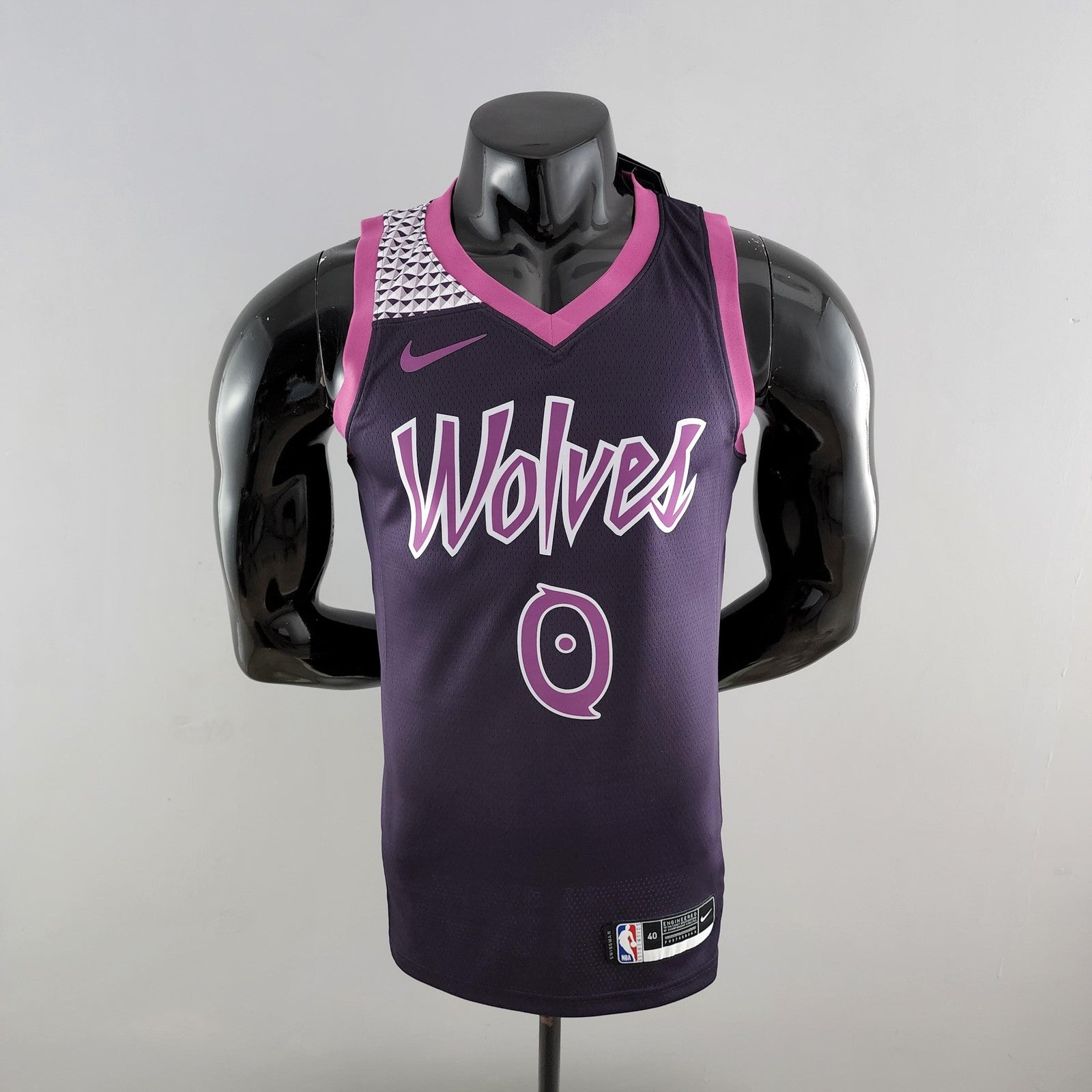 Minnesota Timberwolves Russell#0 Black and Purple Nba Jersey