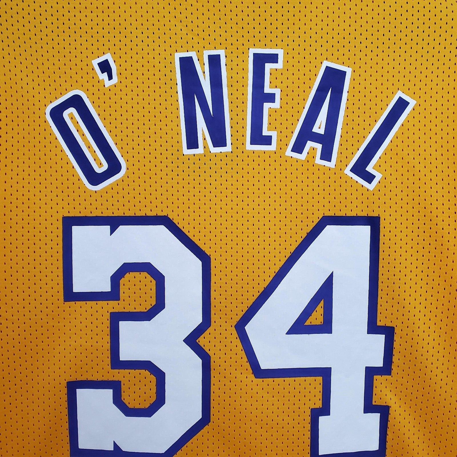 Mitchellness Lakers Yellow No 34 Oneial Retro Mesh Short Sleeve
