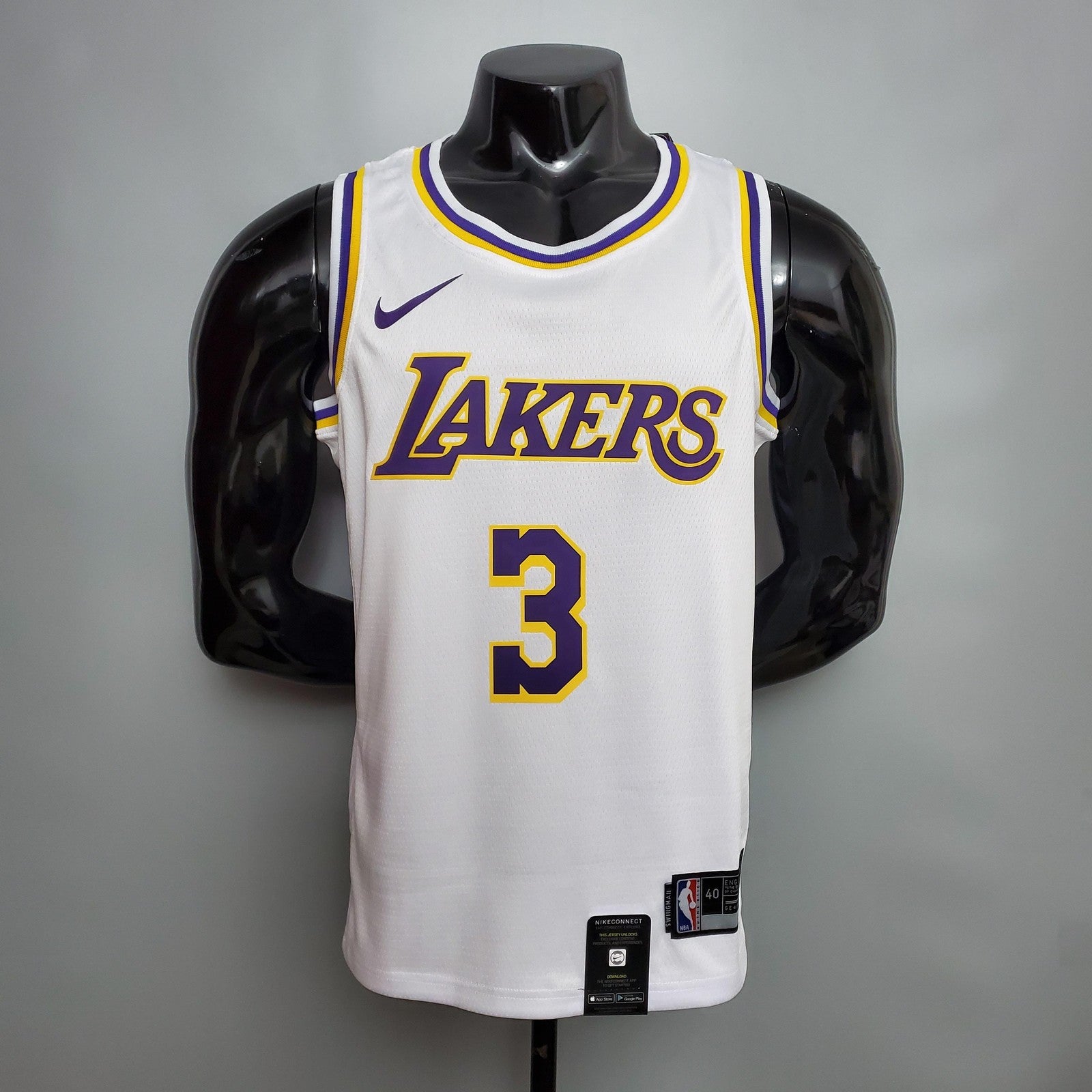 New Davis #3 Lakers Round Neck White Nba Jersey Nike Connect Recognition
