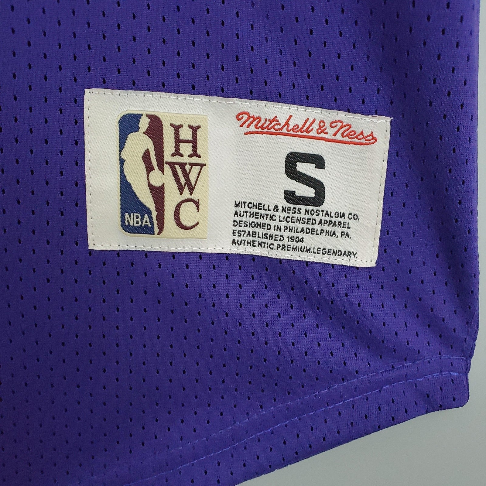 Mitchellness Lakers Purple No 32 Johnson Retro Mesh Short Sleeve
