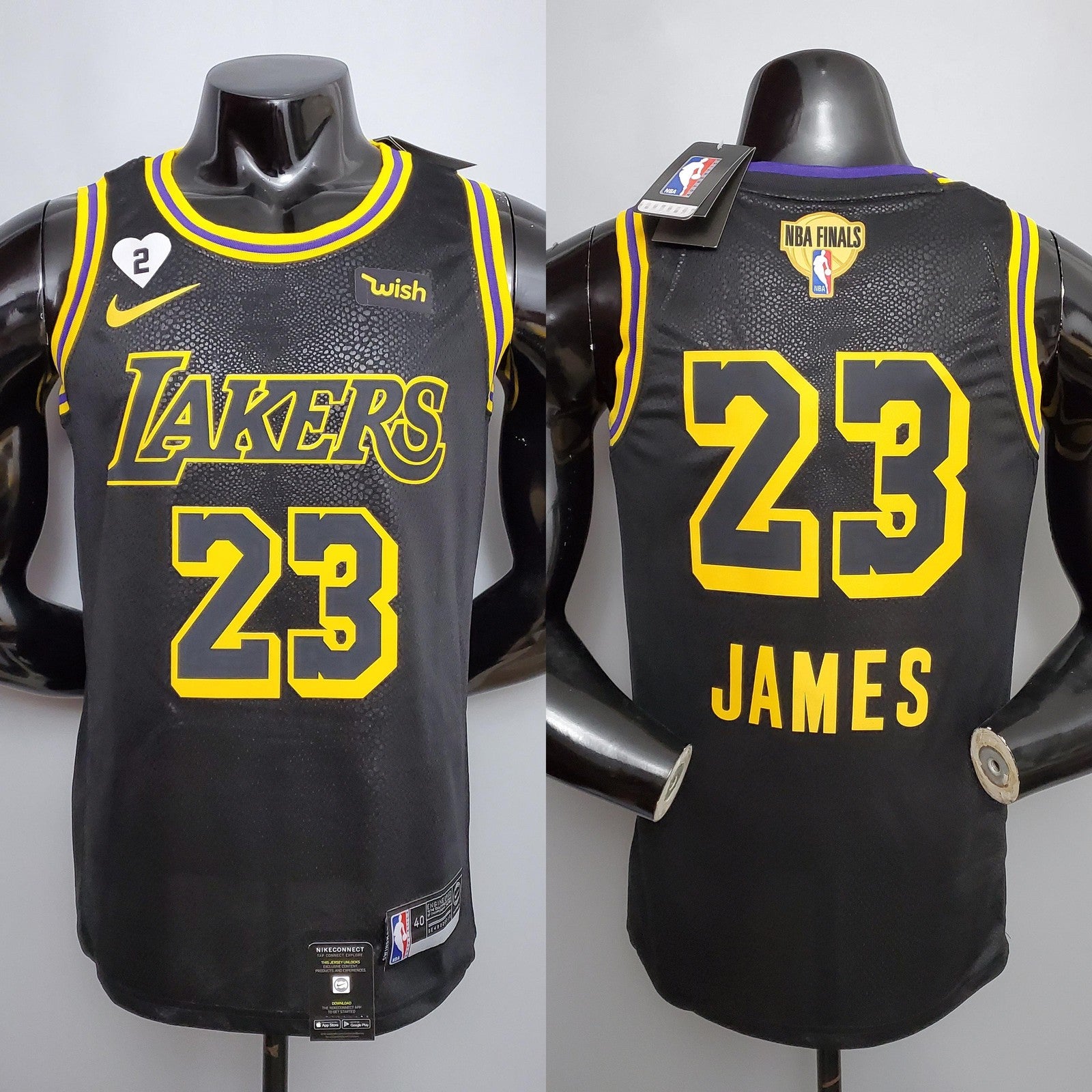 New James #23 Los Angeles Lakers Black Nba Jersey Nike Connect Recognition