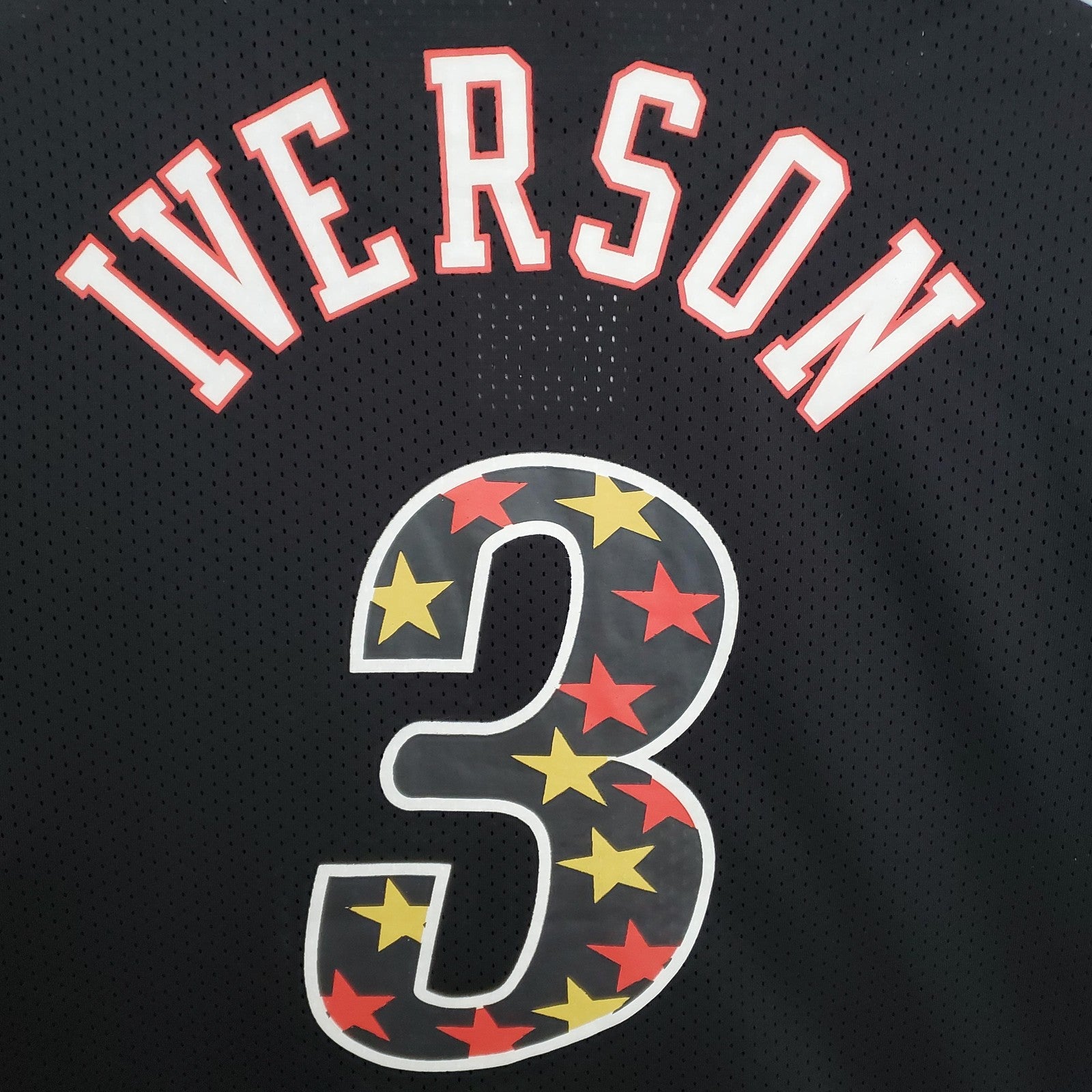 Mitchellness 76ers Black No 3 Iverson Retro Mesh Short Sleeve