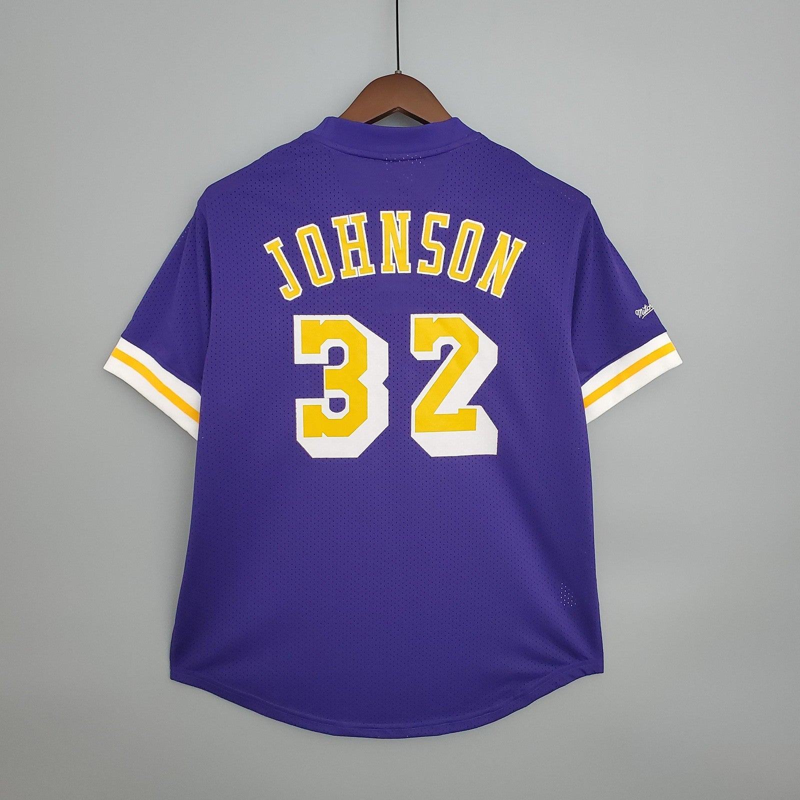Mitchellness Lakers Purple No 32 Johnson Retro Mesh Short Sleeve