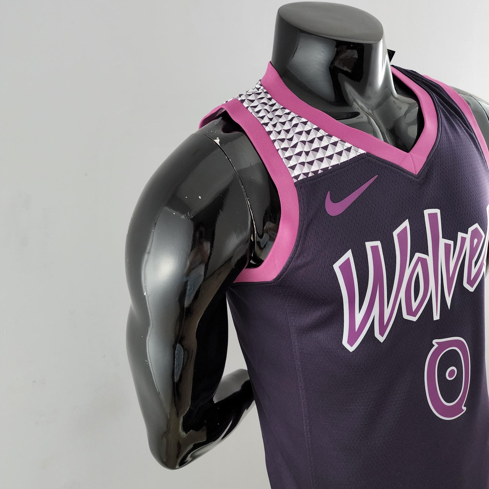 Minnesota Timberwolves Russell#0 Black and Purple Nba Jersey