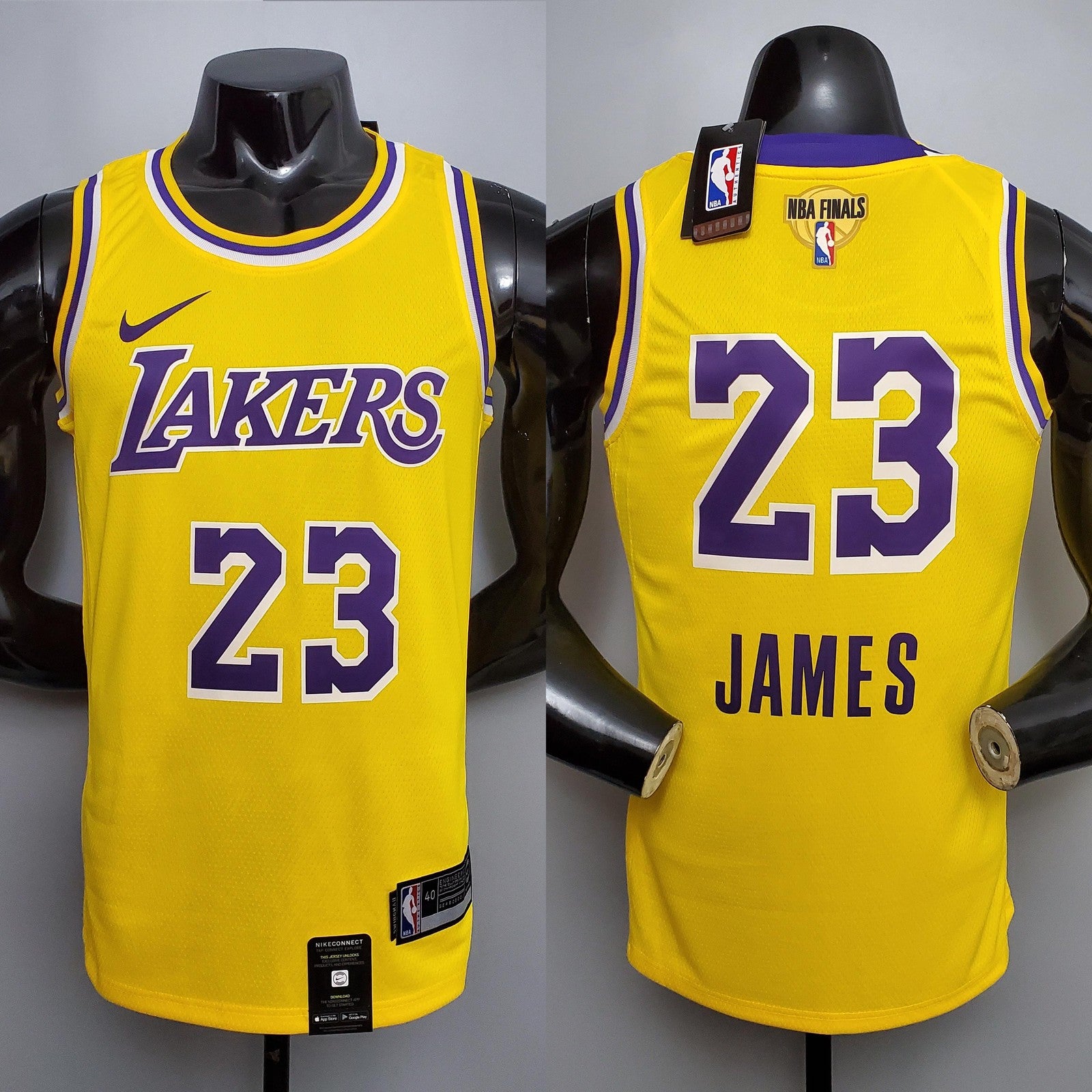 New James #23 Lakers Round Neck Yellow Nba Jersey