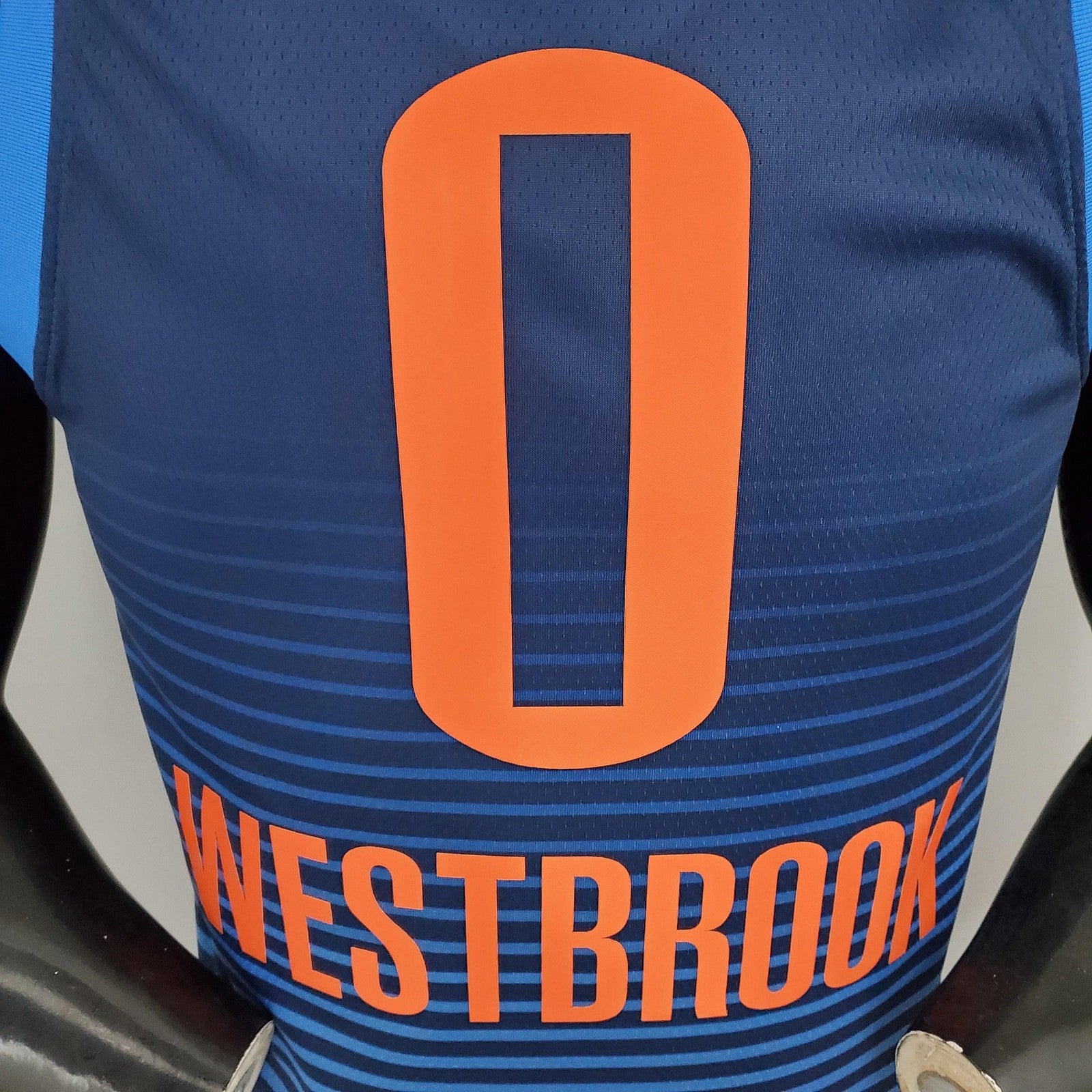 Westbrook#0 Thunder Blue Stripes Nba Jersey