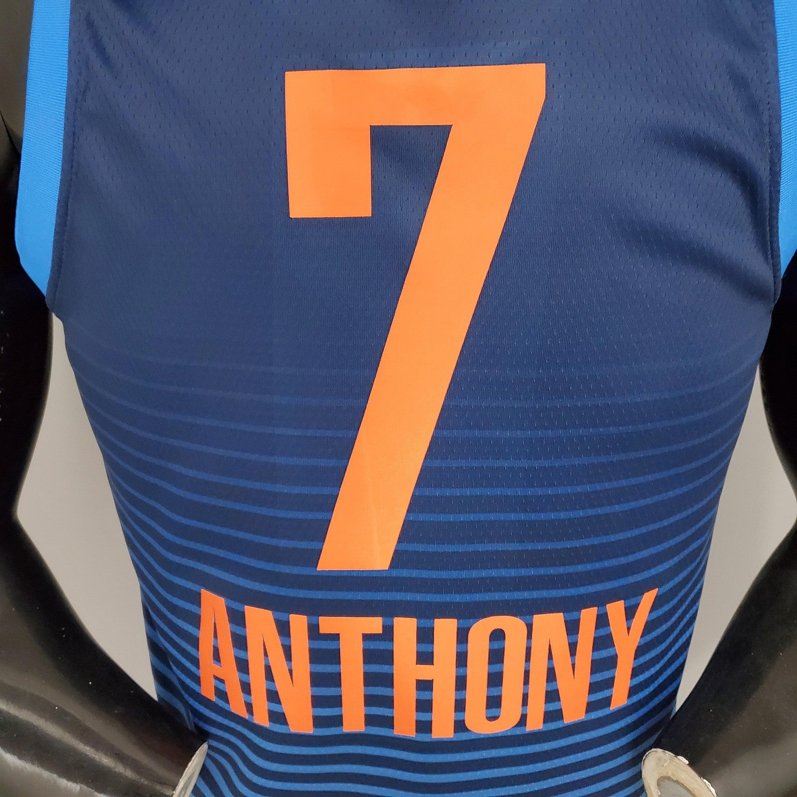 Anthony#7 Thunder Blue Stripes Nba Jersey