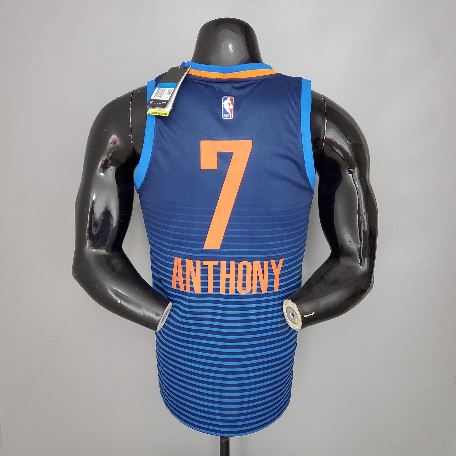 Anthony#7 Thunder Blue Stripes Nba Jersey